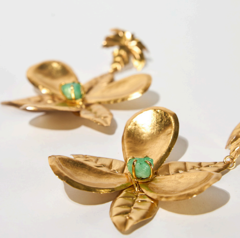 Orchid earrings with flower stud