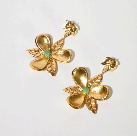 Orchid earrings with flower stud