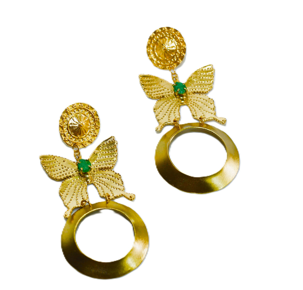 BUTTERFLY EARRINGS WITH CIRCLE