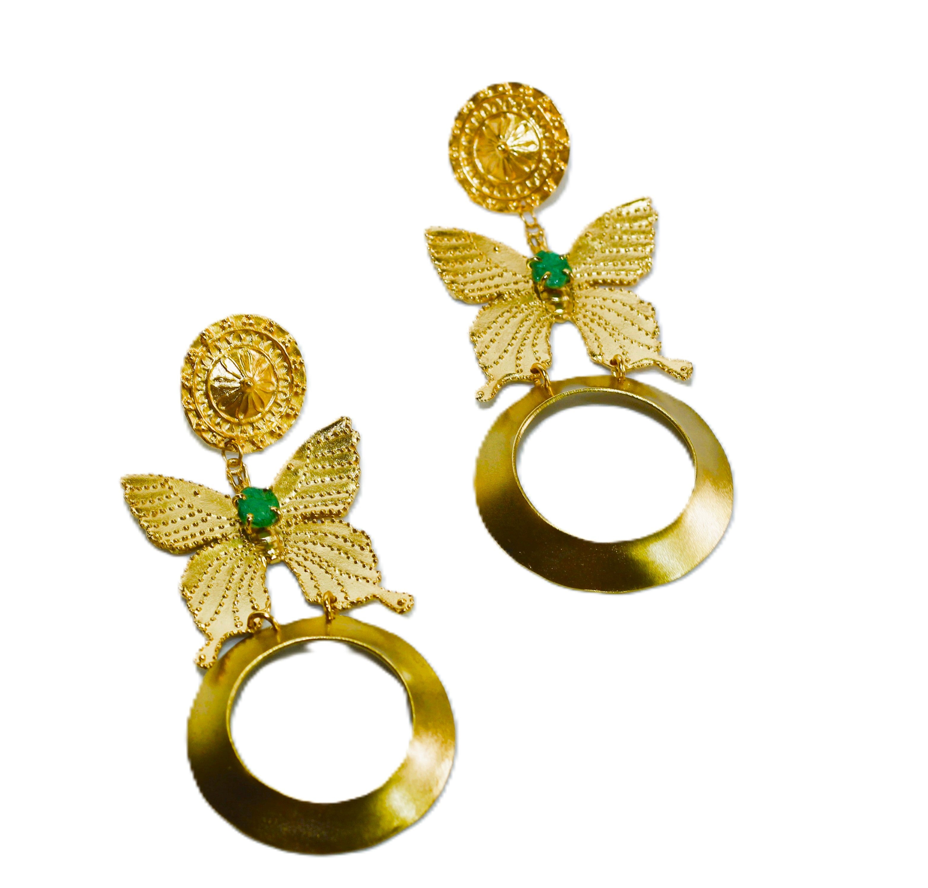 BUTTERFLY EARRINGS WITH CIRCLE