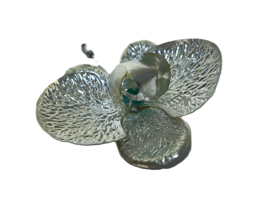ORCHID PIN NEW SILVER