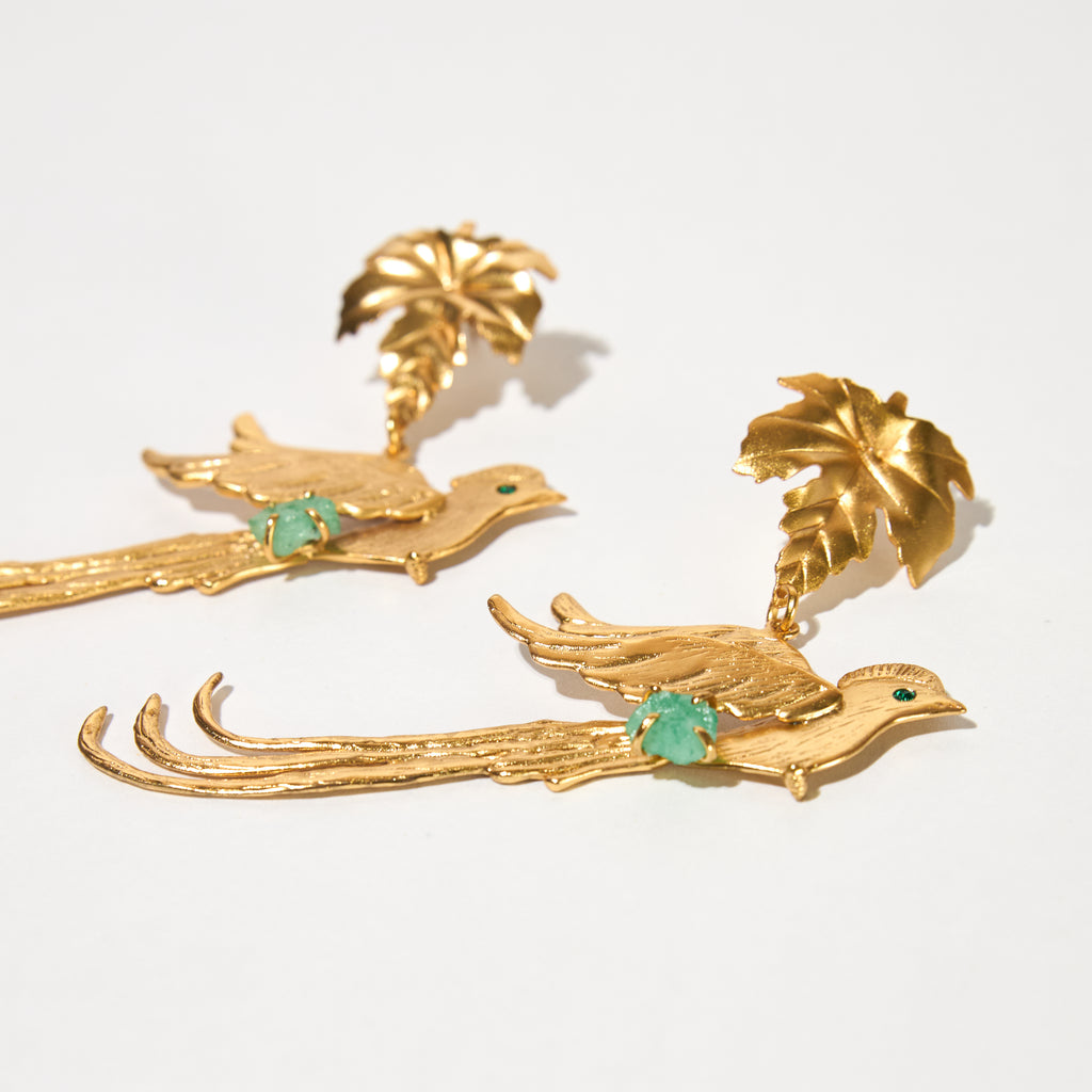 QUETZAL EARRINGS WITH LEAF