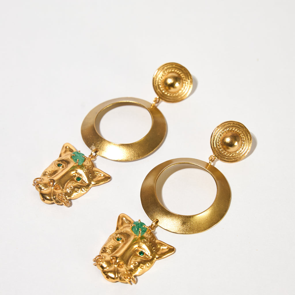 LEOPARD EARRINGS WITH CIRCLE